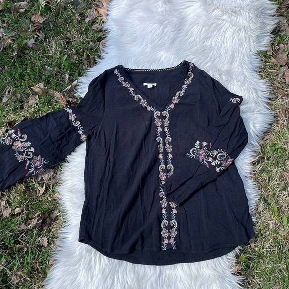 𝅺J.JILL‎ Black Blouse - Picture 1 of 5